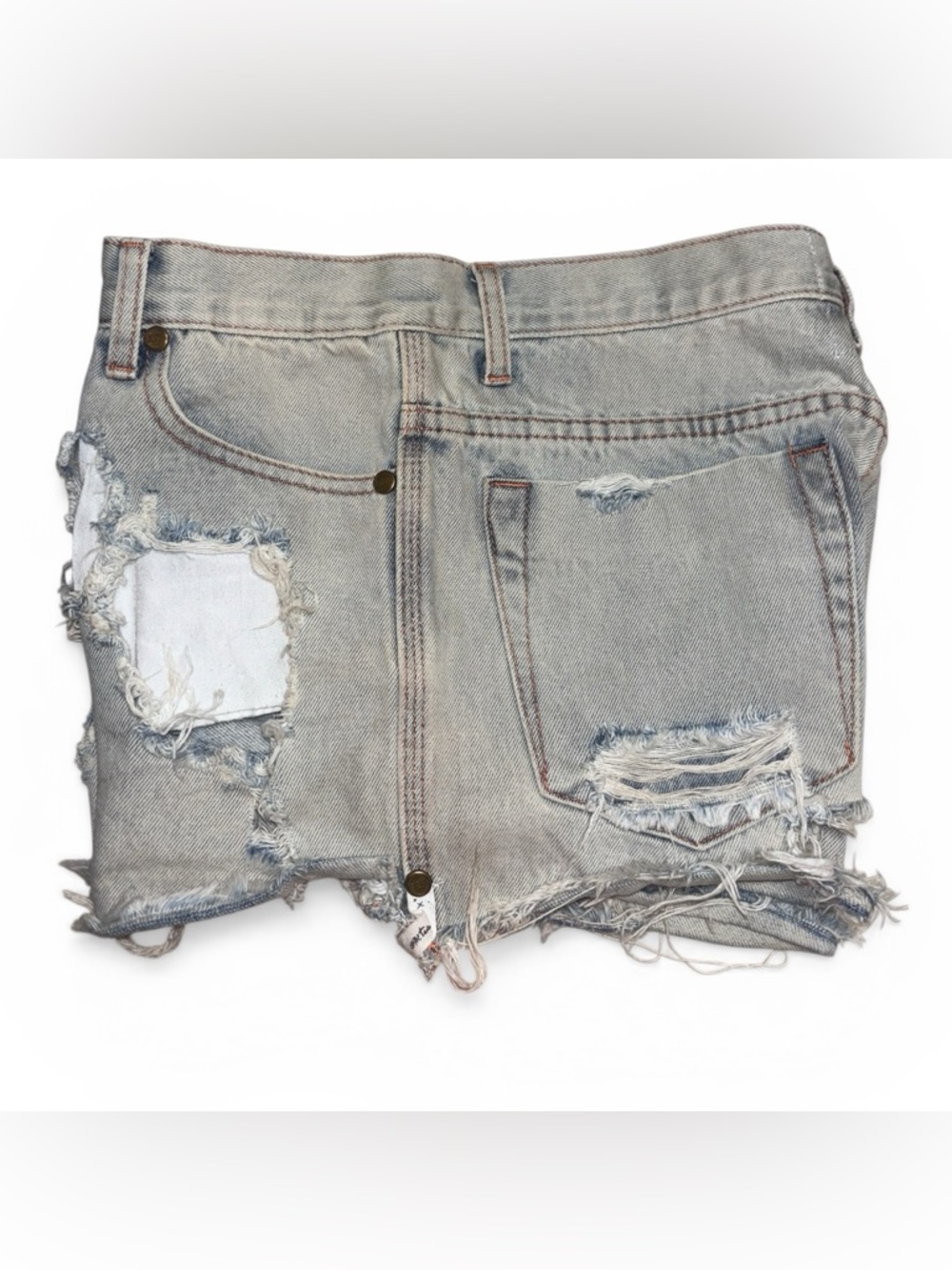 Y2K One Teaspoon Romeos Denim Cutoff Shorts streetwear grunge boho 28 light wash - Picture 6 of 12